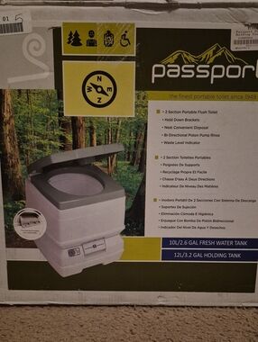 Passport Portable Flush Toilet — White and Gray